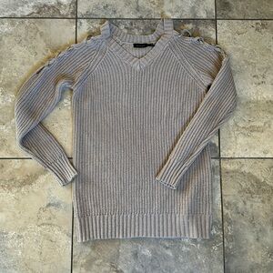 Lace up shoulder sweater